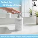 Hand Soap Dispenser White Marble for Bathroom Kitchen, 13.5oz Resin Bottle with Brushed Nickel Stainless Steel Pump, Cylindrical Bottle Countertop - for Liquid Soap, Lotion and Dish Soap