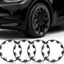 Wheel Rim Protect for Tesla Model Y 20" (2020-2024), Easy-Install Hubcaps Wheel Cover, Scratch-Resistant Car Tire Trim Rings, Stylish Design for Induction Wheels, Gunpowder 4Pcs Model Y Accessories