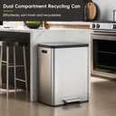 EKO EcoCasa II 36L+24L Dual Trash Can with Recycle Bin, Stainless Steel Garbage Can with Lid, Deodorizer Compartment, Odor-Proof and Fingerprint Resistant