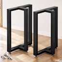 Metal Table Legs Heavy Duty T Shape Metal Desk Legs 28” Height 24” Wide Industrial Table Legs, Black Table Legs, Modern Table Legs Set of 2