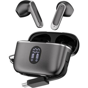 Wireless Earbuds Bluetooth 6.0 Headphones with LED Power Display and Power Bank Charging Case 50H Playtime IPX7 Waterproof in-Ear Ear Buds with Mic Deep Bass Earphones for iPhone Android Samsung (Metallic Gray)