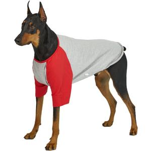 Dog Shirt for Small and Large Dogs Raglan Cotton T-Shirts Soft Breathable Dog Shirts pet Clothes Gray Series (2X-Large, Gray/Red)