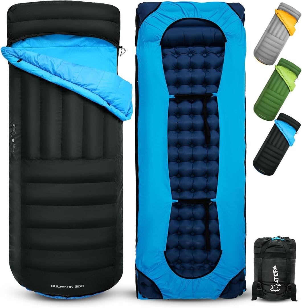 ATEPA Down Sleeping Bag for Adults, Recycled Ultralight 35F 40F 45F 50F 650FP / 700FP 3 Season Compact Sleeping Bags with Compression Sack for Backpacking Camping Hiking, Can Be Attached to Pad