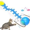Interactive Cat Toys Ball for Indoor Cats Fast Rolling on Carpet, Chirping & Motion Activate Cat Toys (Blue Centipede)