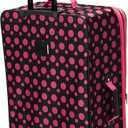 Rockland Fashion Softside Upright Luggage Set, Black/Pink Dot, 4-Piece (14/19/24/28)
