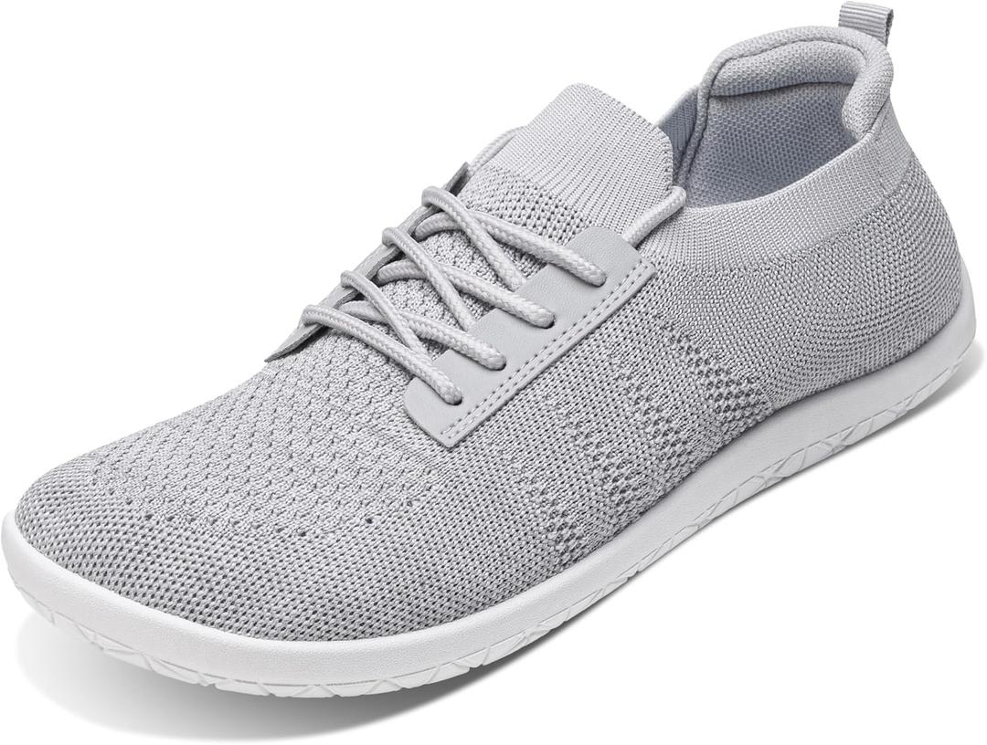 Women's Minimalist Walking Shoes, Breathable Slip On Tennis Sneakers, Wide Toe Fashion Sneakers, Zero Drop Minimalist Shoes for Womens Barefoot Walking (Grey), Size: 7 Wide
