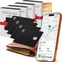 SPOTMINDERS Apple MFi Certified Credit Card Wallet Tracker PRO 4-Pack (iOS Only) Works with Apple Find My Rechargeable Tracking Card for Wallet IP68 0.07in Slim iPhone Item Finder for Luggage or Purse