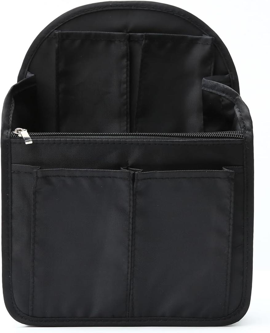 Surblue Backpack Organizer Insert Liner Hanging Travel Rucksack Purse and Handbag Insert Pocket, High-capacity Divider Foldable Nylon Shoulder Bag Organizer for Men and Women, (Black, M)