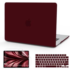 B BELK Compatible with MacBook Air 13 inch Case M5 2026 2025-2022 M4 M3 M2 A3449 A3240 A3113 A2681, Plastic Hard Shell Case+Keyboard Cover+Screen Protector for MacBook Air 13.6 inch Case, Marsala Red
