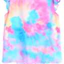 JESKIDS Girls Short Sleeve Shirts Ruffle Tie Front Unicorn/Tie Dye Print Summer Tee Tank Tops 3-11 Years (Blue)