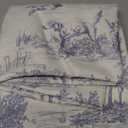GLORY SEASON Rustic Tablecloth Classic French Village Printed Linen Fabric Table Cover Farmhouse Decoration 55x102 Inches Rectangle/Oblong Blue for Kitchen Dining