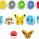 Pokemon Party Favor Set - Bundle with 15 Erasers Featuring Pokeball, Charmander, Bulbasaur, More Plus Trading Cards, Stickers | Pokemon Party Supplies Kit for Kids, Boys, Girls