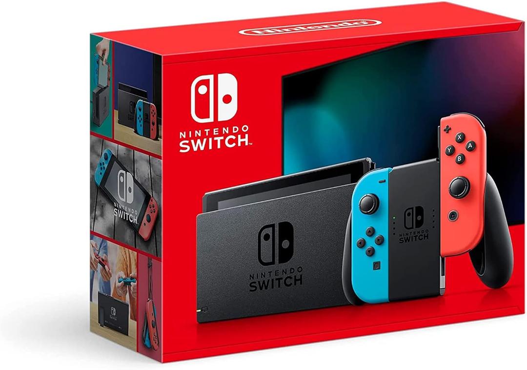 Nintendo Switch with Neon Blue and Neon Red Joy-Con - Handheld Gaming Console (Black)