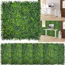 Artificial Boxwood Panels: 20"x 20"(12P) UV-Anti Faux Grass Panels for Interior Wall, Greenery Backdrop,Garden and Indoor Outdoor Plant Wall&Fence Covering Privacy for Backyard Decor