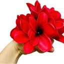 10 pcs Artificial Plumeria Flowers -1.5inch Stems & 3inch Real Touch Lifelike Frangipani Fake Flower Bouquets for Cake Top Home Office Wedding Engagement Party Spring Flowers Decor (Red)