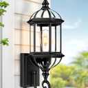 VIANIS 22" Large Porch Lights Outdoor, Black Dusk to Dawn Outdoor Lighting, Anti-Rust Exterior Lighting fixtures with Tempered Beveled Glass, Outdoor Lights for House, Patio, Two Mounting Options