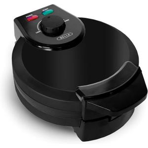 BELLA Classic Belgian Waffle Maker, 7" Round, Non Stick, Waffle Iron Makes 1 Thick Waffles, Variable browning control knob, Stay-cool handle with locking latch, Black