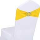 ManMengJi 25PCS Yellow Chair Sashes, Spandex Sashes Bows Tiffany Blue, Chair Cover Bands with Buckle Slider for Banquet, Party, Hotel Event Decorations