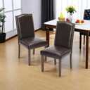 Sweetcrispy Dining Chairs Set of 4, Upholstered Leather Kitchen Room Chairs Mid Century Modern High-End Dining Room Side Chairs with Nailhead Trim and Wood Legs for Bedroom, Living Room, Brown