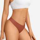 Thongs for Women No Show Thong V-Waisted Stretch Breathable Sexy Panties Underwear -Pack of 6, Multicolor (Small)