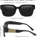 LVIOE Fit Over Glasses Sunglasses Women Men Polarized Oversized Square with UV400 Protection Shades (A01 Black Frame/ Grey Polarized Lenses)