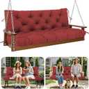 Premium 5" Thick Waterproof Outdoor Swing Cushions Sturdy Durable 2-3 Seat Replacement Porch Swing Cushions with Backrest&Ties Bench Cushion for Outdoor Furniture Backyard Patio(Wine Red)