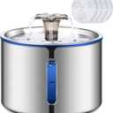 Cat Fountain, 84oz/2.5L Stainless Steel Pet Water Fountain, Automatic Dog Water Dispenser, Water Level Window, Ultra-Quiet Pump, Perfect for Cats, Dogs and Multiple Pets, 4 Filters