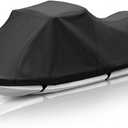 Obcursco Jet Ski Cover Waterproof 600D Heavy Duty PWC Cover, Trailering | 116" to 145" for 2-3 Seaters, Adjustable Straps and Air Vents Fits for Sea-Doo, Yamaha and Kawasaki Storage