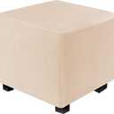 DUJUIKE Ottoman Covers Slipcover Square Ottoman Covers Protector for Footrest Foot Stool Furniture Stretch Comfortable Velvet with Elastic Bottom(Size S/Length&Width:13-18"/Height:15-18",Camel)