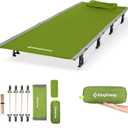 KingCamp Ultralight Camping Cot, Portable Folding Tent Camping Cot, 265 Lbs Heavy Duty Sleeping Cot with Pillow for Adults Outdoor Backpacking Travel Hiking, Green