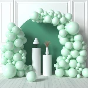 HOUSE OF PARTY Pastel Mint Balloon Garland - 90 Pcs | 5/12/18 Inch Mint Green Easter Balloons | Light Mint Balloons for Graduation Party, Birthday and valentines day party decorations