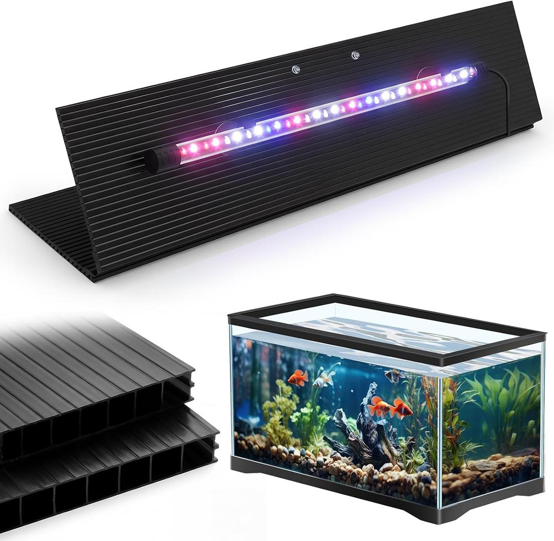 Sieral Aquarium Lids Polycarbonate Greenhouse Panels Canopy with LED Light 29 x 11.38 x 0.12 Inch for 20/29/37 Gallon Without Center Brace Aquariums Cover Fish Tank Lid (Black)