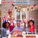 Novabright 3 Pcs 4th of July Decorations Patriotic Decorations Light up Three Sizes Wooden Sign with LED Lights, 250th Anniversary Independence Day Decor for Home Mantel Fireplace Table Party