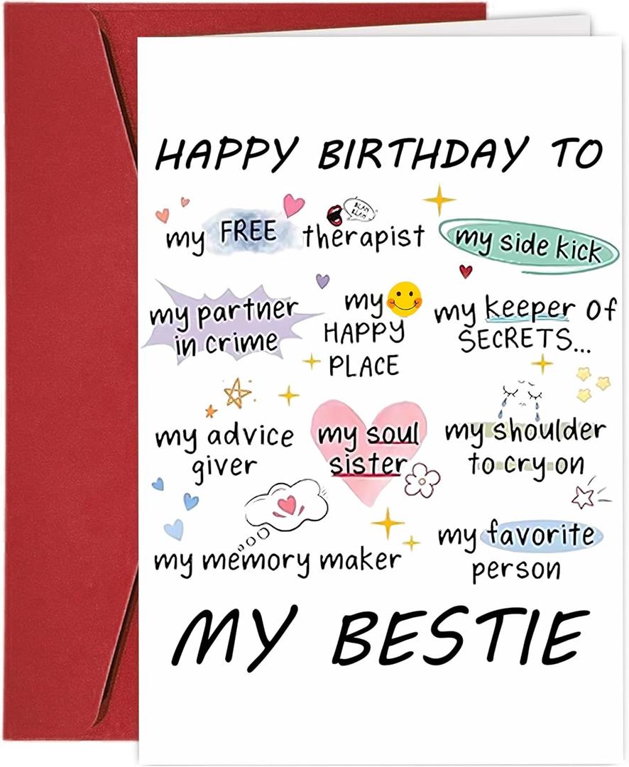 Funny Birthday Card for Women Sister, Heartfelt Birthday Cards for Best Friend Sister Women Cute Greeting Card