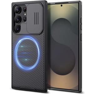 Nillkin for Samsung Galaxy S25 Ultra Case Magsafe with Camera Cover, Thin Slim Fit & Military Drop Protection & Lanyard Design & Non-Slip Magnetic Phone Case for Samsung S25 Ultra 5G 6.9 Inch, Black