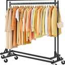 Hoctieon Z Rack Set of 2, Rolling Clothing Racks with Z-Base, Heavy Duty Garment Racks Set of 2, Clothes Rack on Wheels with Brakes, Clothes Organizer Rack Set of 2, Black