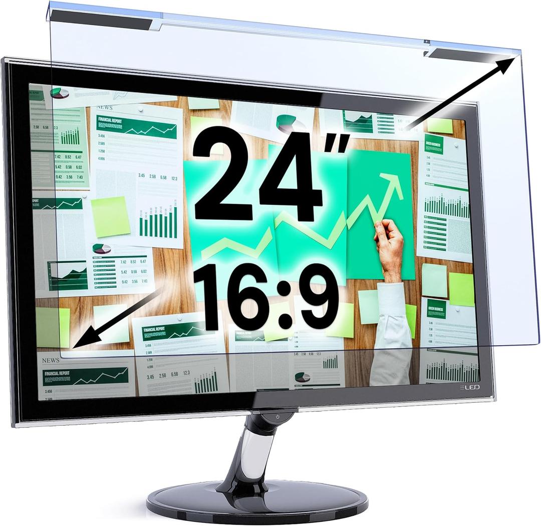 VINTEZ Blue Light Screen Protector for 24 Inch Computer Monitor and Laptop Anti-UV Blue Light Blocking Film for Desktop PC, Eye Protection Filter, 21.2" x 12.6", 1 Pack