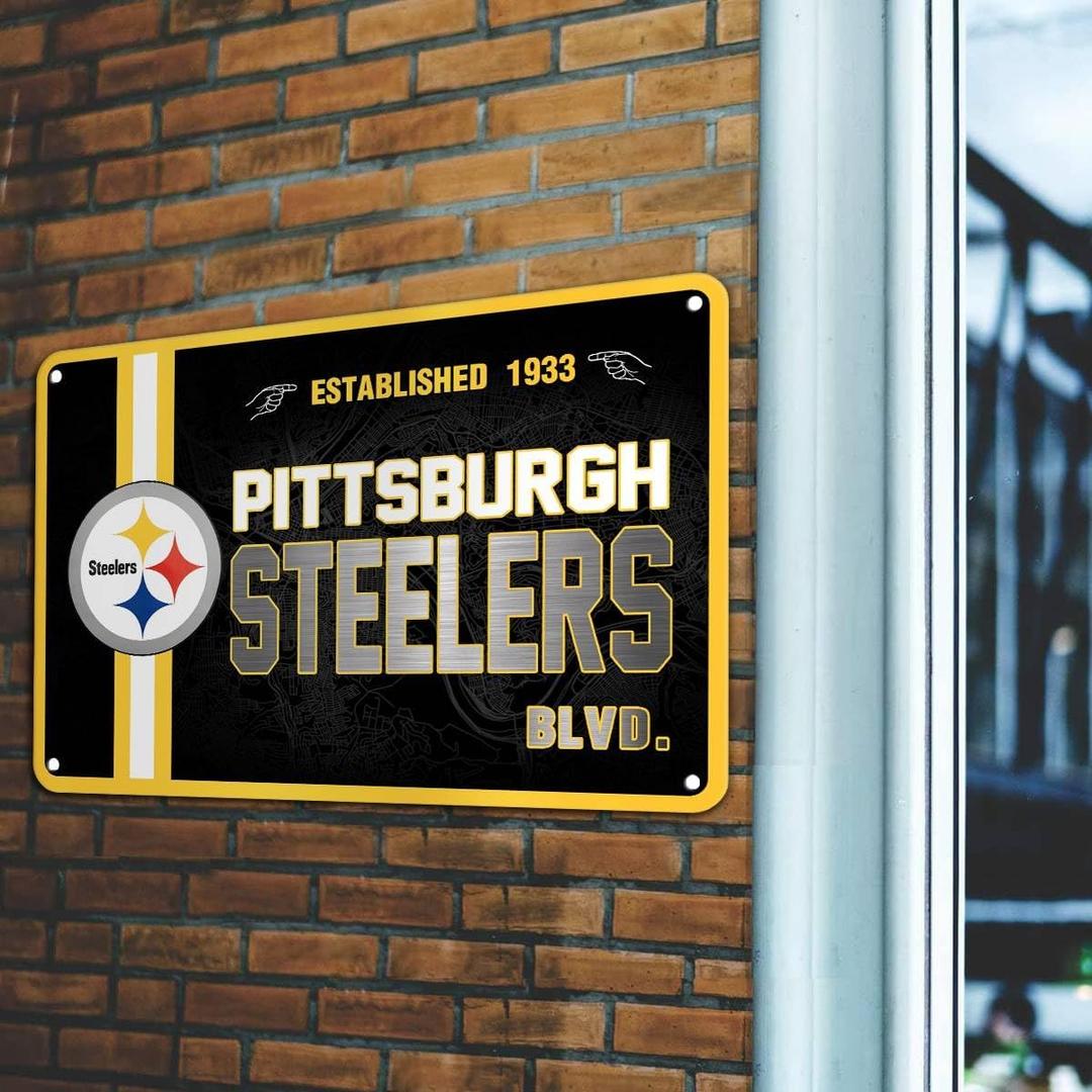 Football Mancave Metal Street Sign, 8" x 12" Yellow Design Wall Decor Sign Great for Man Cave, Bed Room, Office, Home