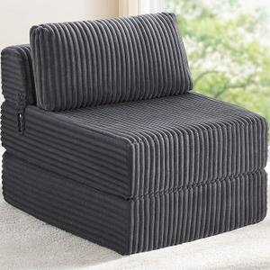 Folding Sofa Bed Convertible 4 in 1 Sleeper Chair Gray Single XL Pocket Coils+Foam Fill Medium Support, Boneless Floor Couch Foldable Chaise Lounger Portable Futon for Living Room Bedroom, XL