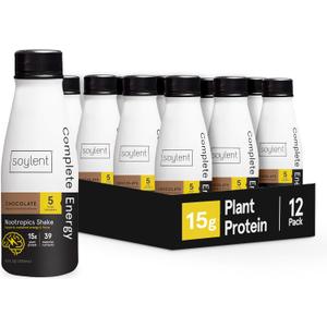 Soylent Complete Energy, 15g complete protein, 15 brain boosting nutrients, 100mg caffiene + l-theanine, 15% vitamins and minerals, 11 Oz (12 Pack) (EXP 01/23/27)
