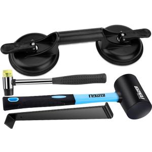 4-Piece Floor Gap Fixer Tool Set with Aluminium Suction Cup & Rubber Mallet Hammer, Fixer Tool for Laminate Floor Gap RepairDo not use on scraped or uneven floors (4-PIECE)