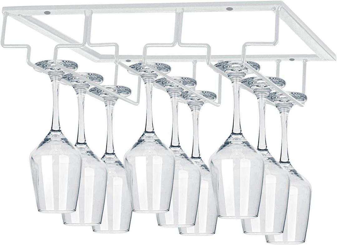 MOCOUM Wine Glass Rack, Under Cabinet Wine Glass Holder Metal Stemware Holder Glasses Storage Hanger