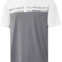Rouen Polo Shirts for Men Quick Dry Regular Fit Casual Color Block Chest Print Active Short Sleeve Collared Mens Golf Shirt Size M