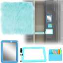 Locker Accessories Kit, Magnetic 57" Mirror Whiteboard With Marker & 12" Mini Rug, Blue Organizer for Girls School Office Gym Accessories Coat Lockers