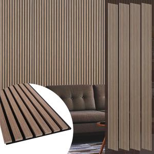 Yuzzy Wood Panels for Wall - 9 Feet Dark Walnut Wood Slat Acoustic Panels 4 PCS - Modern Sound Absorbing Wall Panels for Interior Wall Decor for Home, Office, Studio (4pcs - 108 * 11 in)