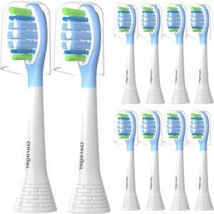 Replacement Toothbrush Heads Compatible with Philips Sonicare and More Click-on Handles C3 G3 W3 C2 G2 Brush Heads, 10 Pack White