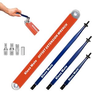 2026 Upgrade Offset Extension Wrench and 3 Different Lengths Extension Clamps Tight Tool, Versatile Vise Grip, Includes 1/2", 1/4" , 3/8" Drive Adapters, Universal Ratchet Extensions for Tight Spaces (Blue and Orange)