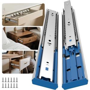 Goldenwarm Soft Close Heavy Duty Drawer Slides 12 Inch, 1 Pair 100lb Load Capacity Ball Bearing Drawer Glides, 3-Section Full Extension Side Mount Rails for Kitchen, Office, Workshop Cabinet