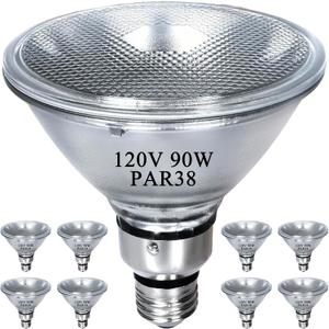 PAR38 Halogen Flood Light Bulbs, 90W Equivalent, 120V, E26 Base, 2700K Warm White Light for Indoor and Outdoor 8 Pack