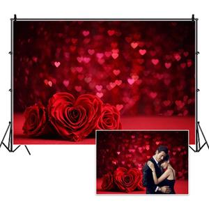 8x6ft Love Heart Mothers Day Backdrops Spring Red Rose Floral Valentines Day Photography Banner for Wedding Bridal Shower Anniversary Birthday Proposal Engagement Women's Day Decoration